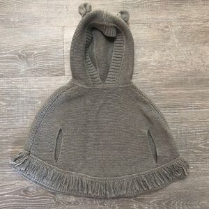 Grey Gap fringe bunny ear poncho.